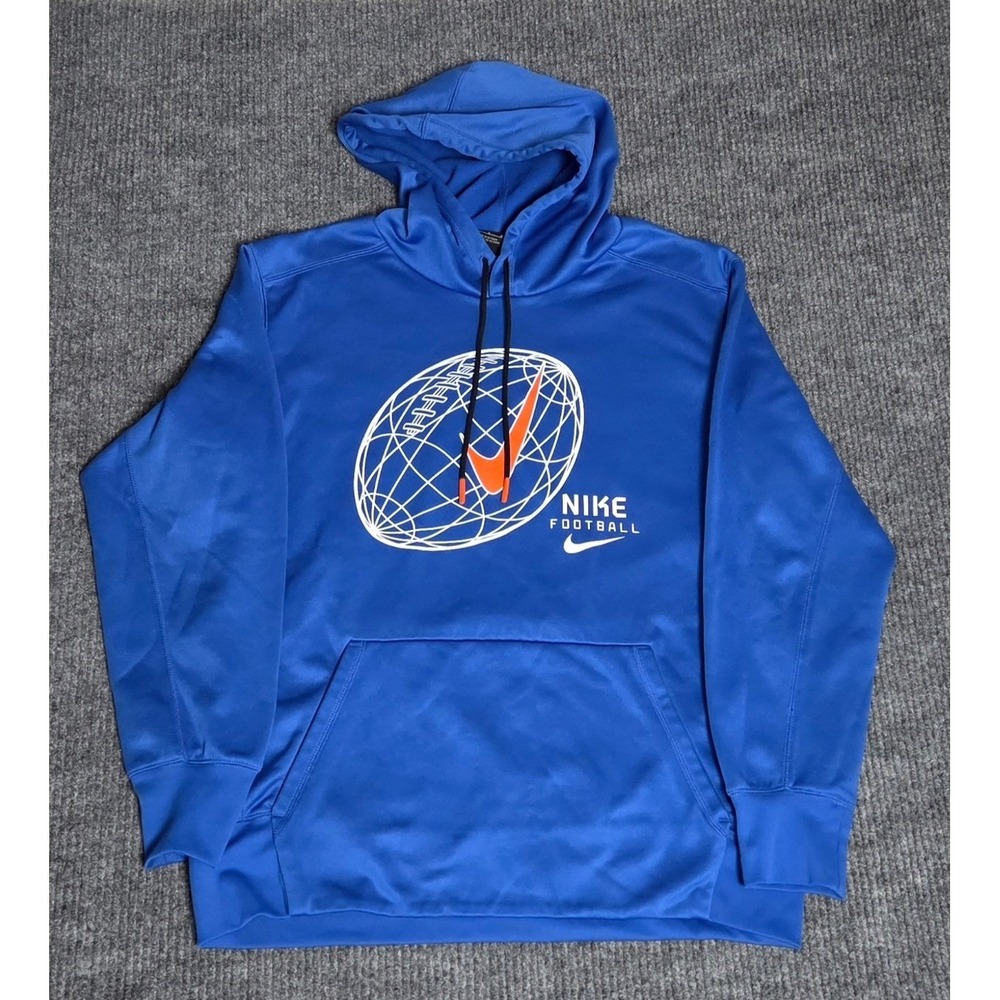 Nike Football Hoodie Blue Athletic Pullover Men's Size L Athletic Gear